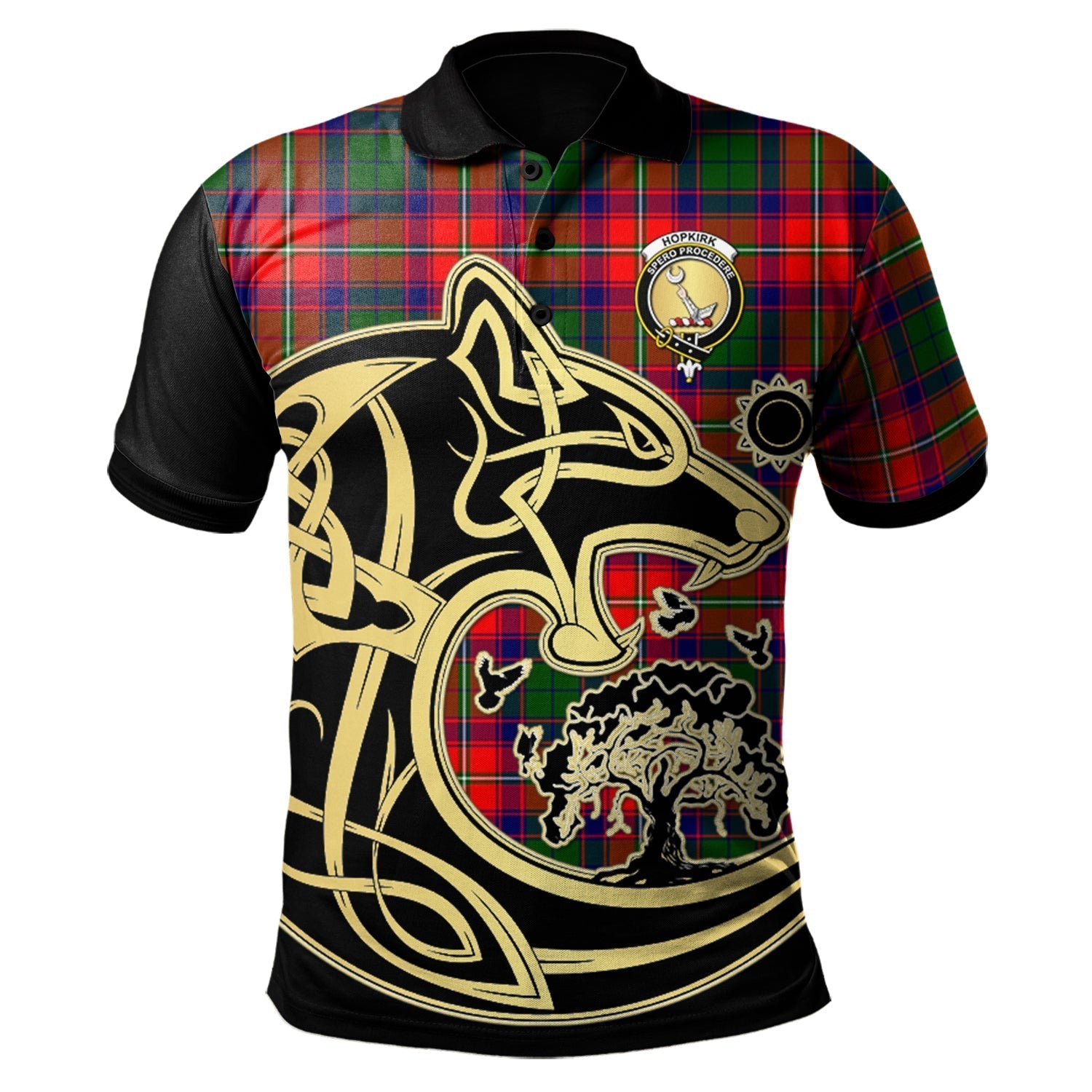 scottish-hopkirk-clan-crest-tartan-celtic-wolf-style-polo-shirt