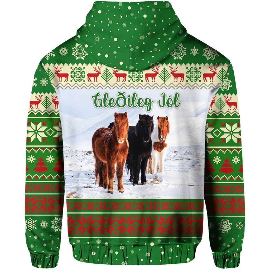 Custom Icelandic Horse Christmas Hoodie Green LT8 - Wonder Print Shop