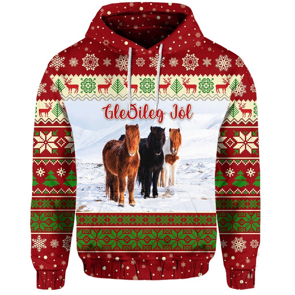 icelandic-horse-christmas-hoodie-red
