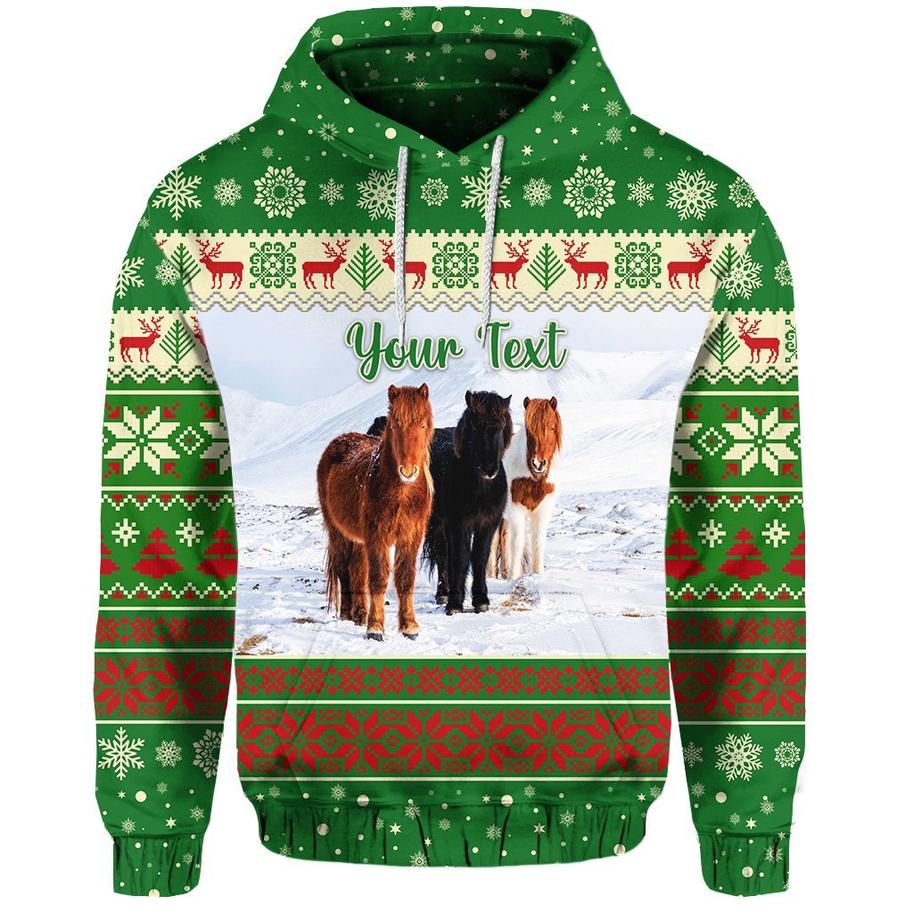 Custom Icelandic Horse Christmas Hoodie Green LT8 - Wonder Print Shop