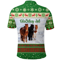 Custom Christmas Icelandic Horse Polo Shirt Green LT8 - Wonder Print Shop