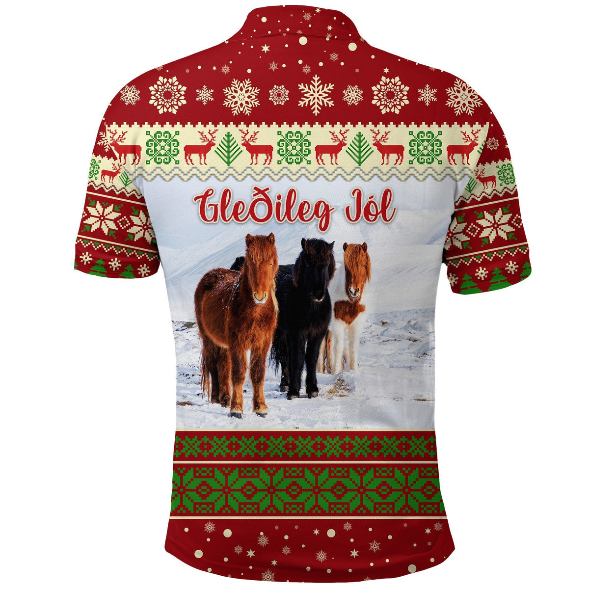 Custom Christmas Icelandic Horse Polo Shirt Red LT8 - Wonder Print Shop