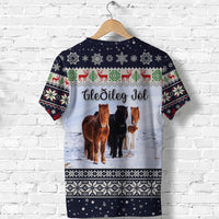 Icelandic Horse Christmas T Shirt Navy LT8 - Wonder Print Shop