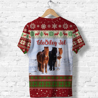 Custom Icelandic Horse Christmas T Shirt Red LT8 - Wonder Print Shop