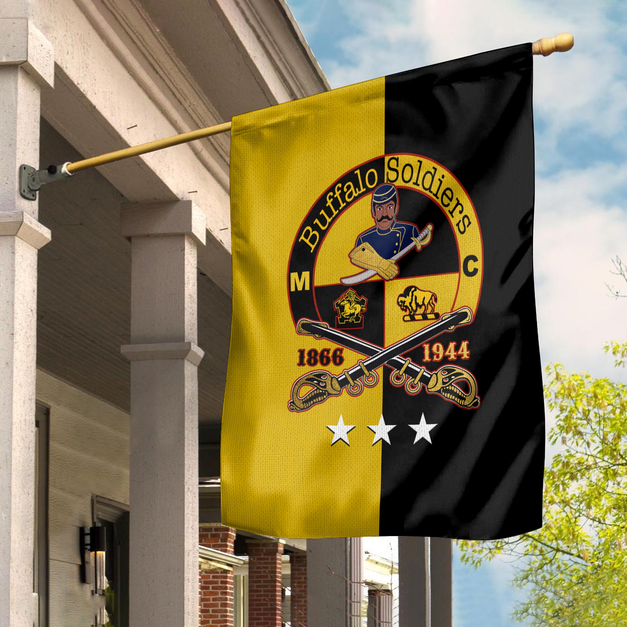Buffalo Soldiers Flag Black-Gold Style