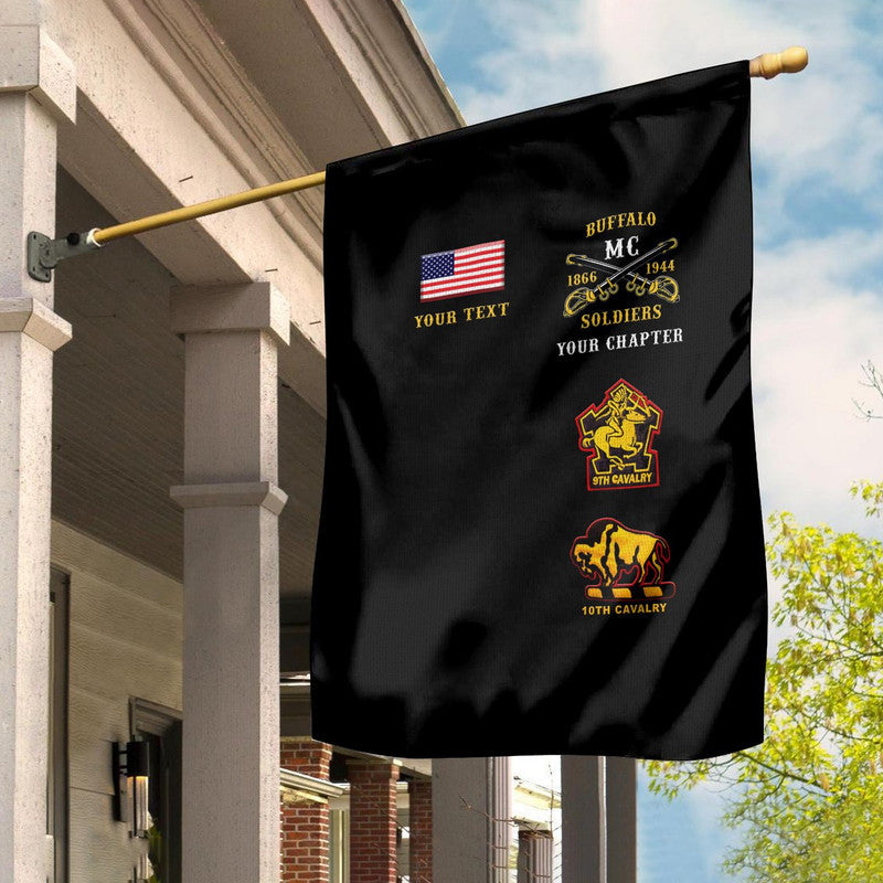 (Custom Personalised) Buffalo Soldiers Motorcycle Club BSMC Flag Original Style - Black LT8 - Wonder Print Shop