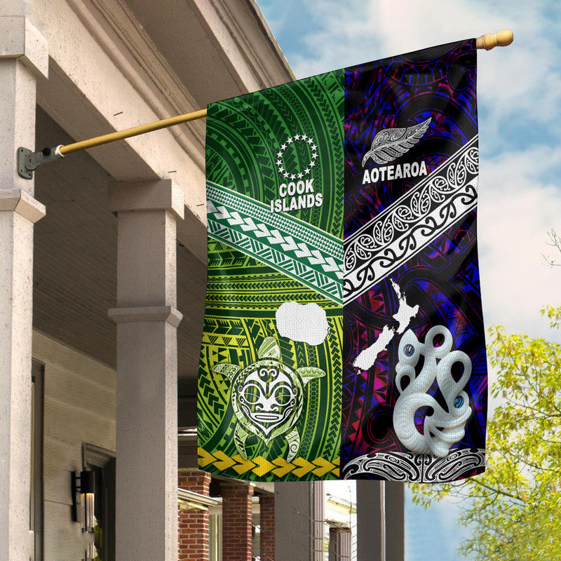 New Zealand and Cook Islands Flag Together Purple LT8 - Wonder Print Shop