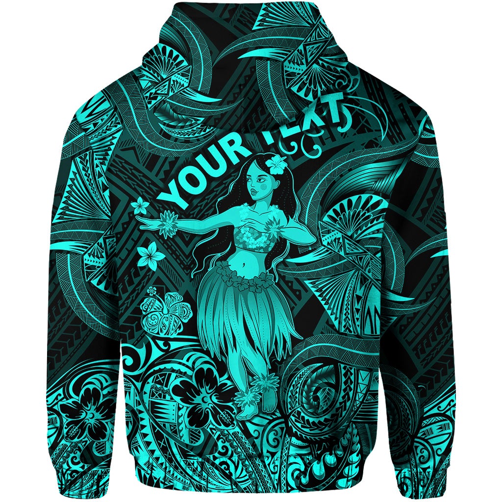 Custom Hawaii Hula Girl Polynesian Zip Hoodie Unique Style Turquoise LT8 - Wonder Print Shop