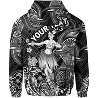 Custom Hawaii Hula Girl Polynesian Zip Hoodie Unique Style Black LT8 - Wonder Print Shop