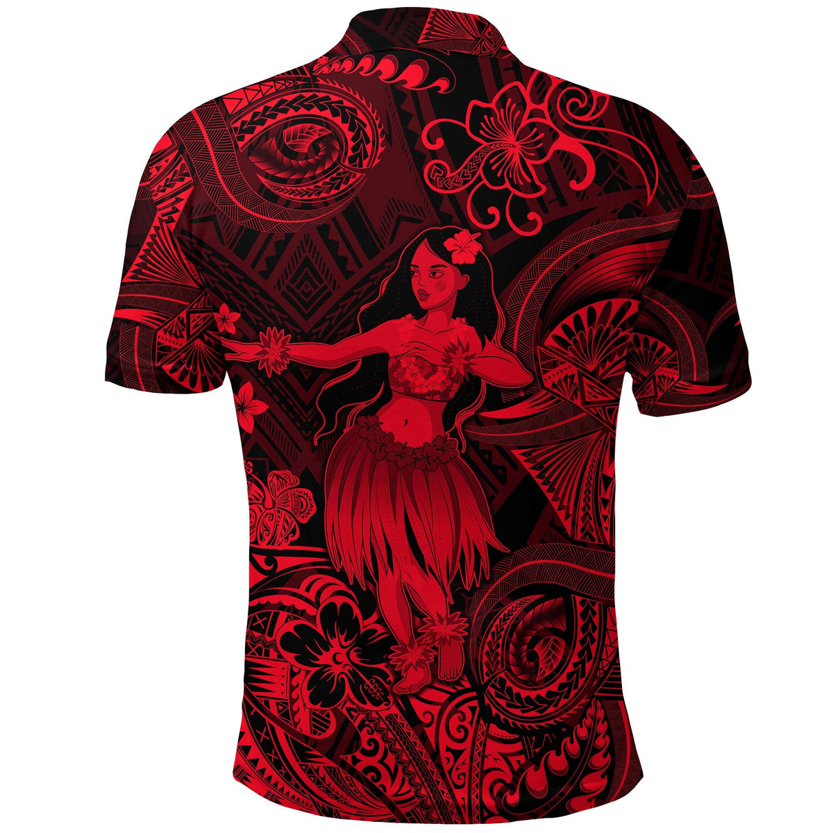 Polynesian Polo Shirt with Hula Girl Unique Style Red LT8 - Wonder Print Shop