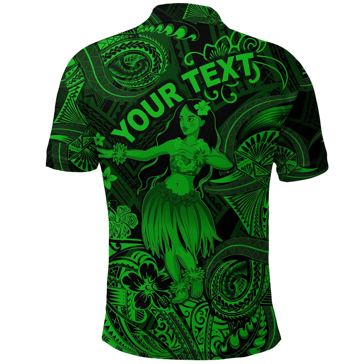 Custom Polynesian Polo Shirt with Hula Girl Unique Style Green LT8 - Wonder Print Shop