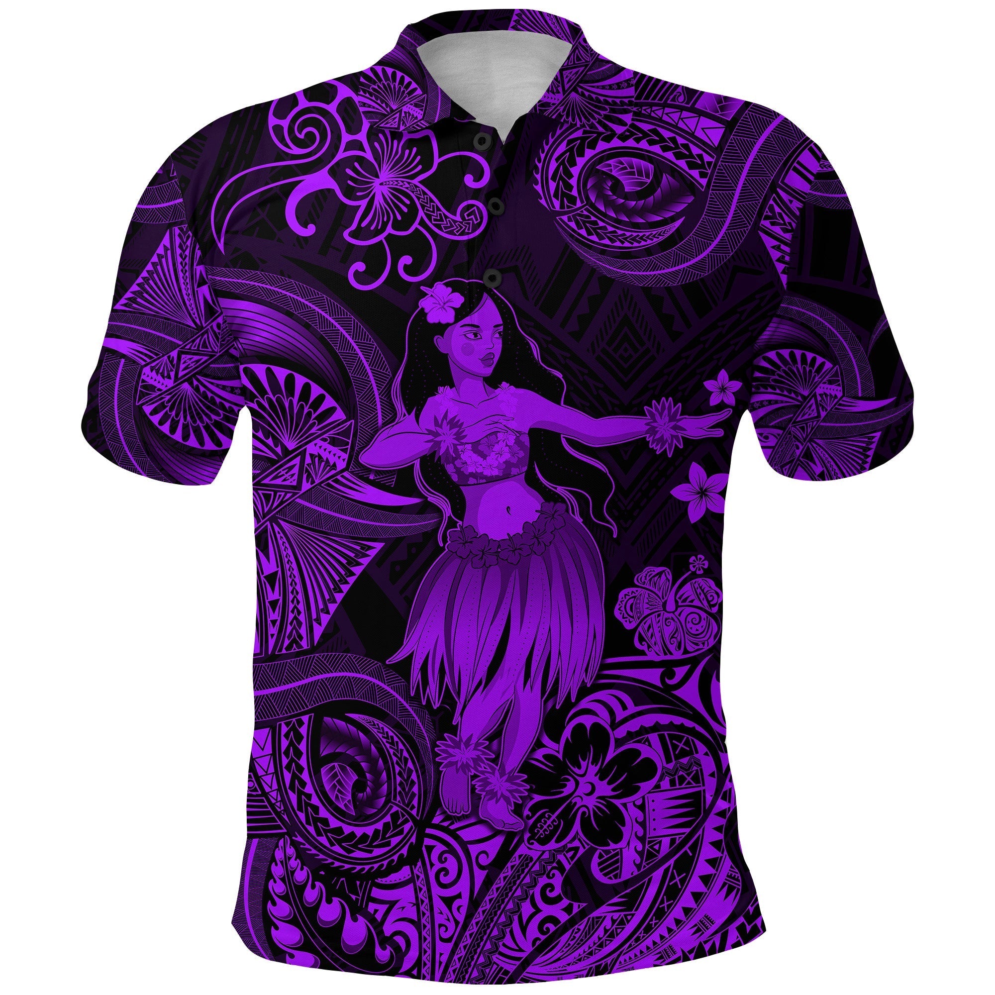 Custom Polynesian Polo Shirt with Hula Girl Unique Style Purple LT8 - Wonder Print Shop