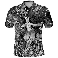 Custom Polynesian Polo Shirt with Hula Girl Unique Style Black LT8 - Wonder Print Shop