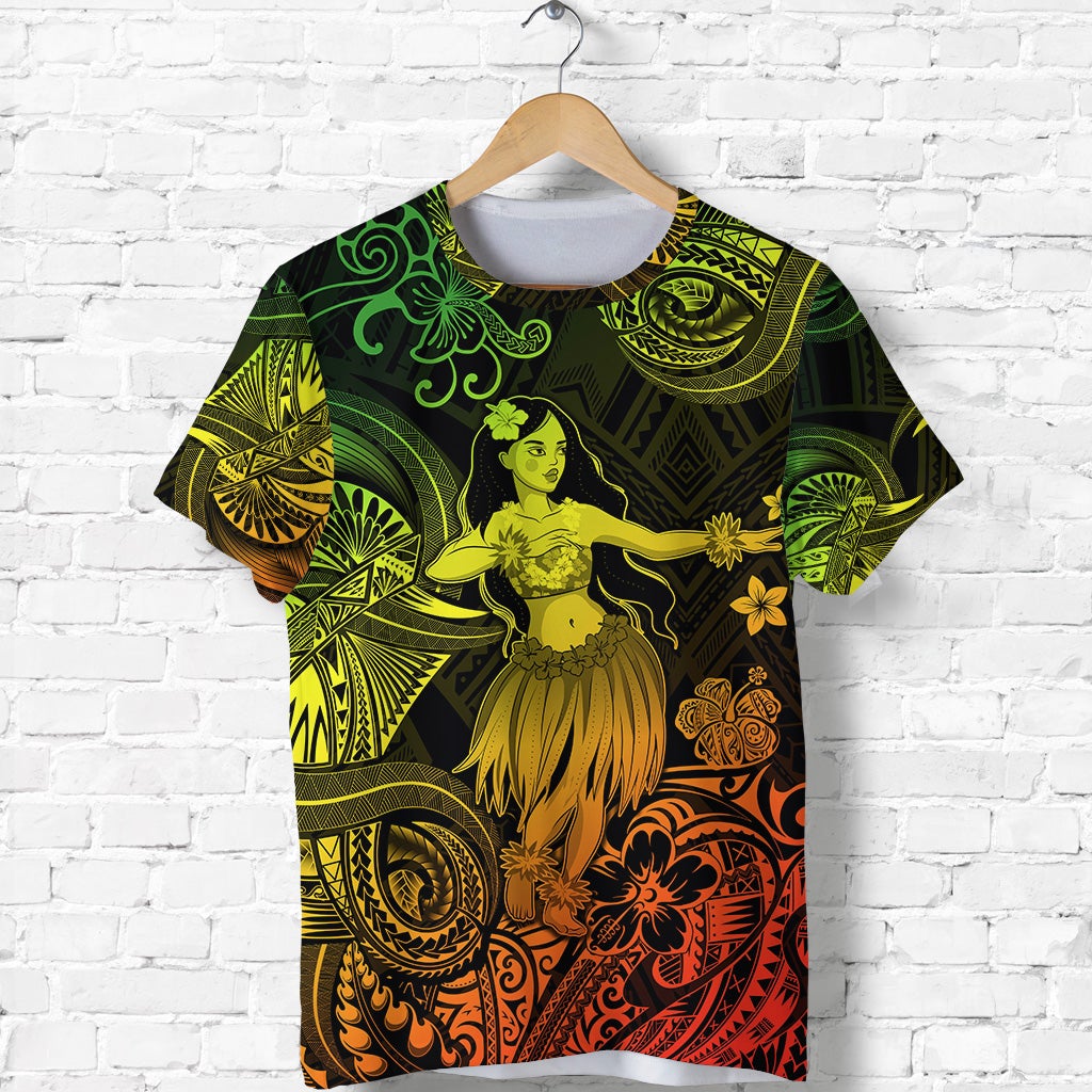 Hawaii Hula Girl Polynesian T Shirt Unique Style Reggae LT8 - Wonder Print Shop