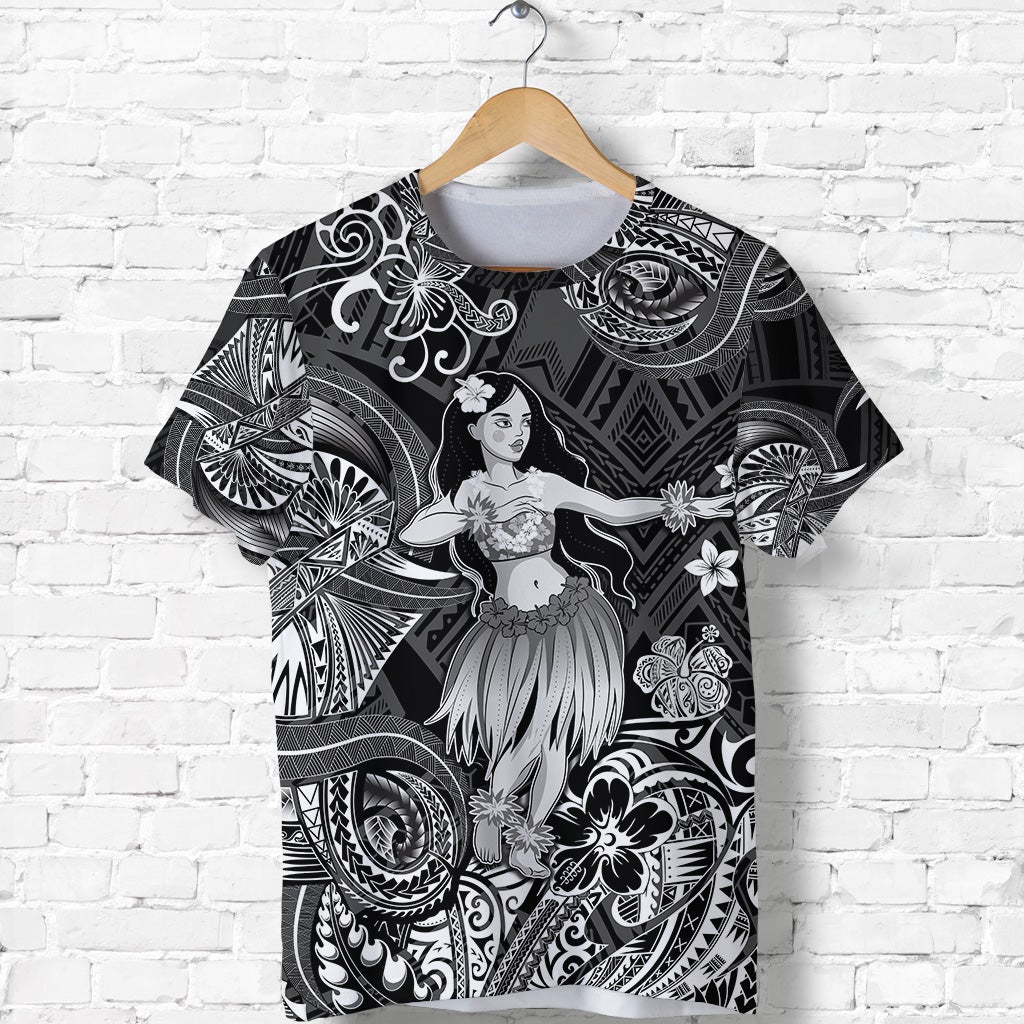 Custom Hawaii Hula Girl Polynesian T Shirt Unique Style Black LT8 - Wonder Print Shop