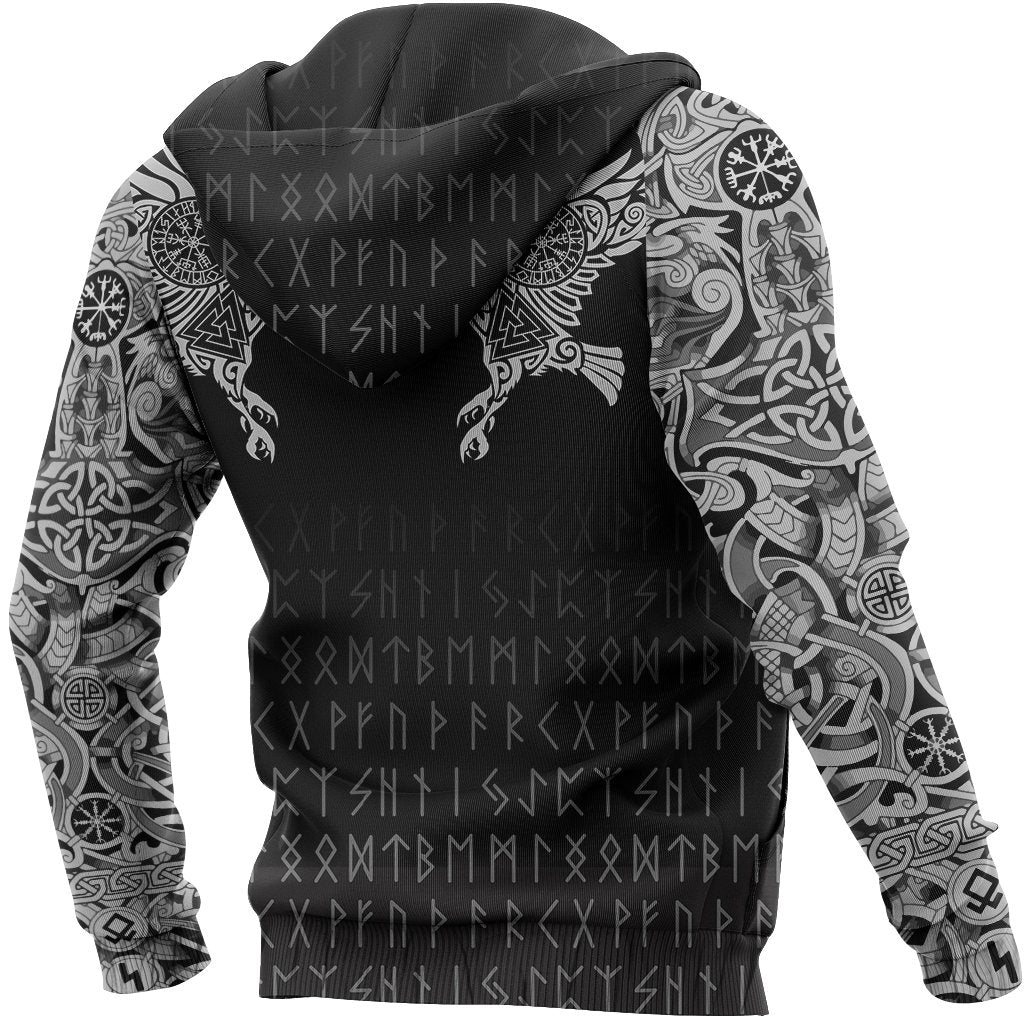 Viking Hoodie Custom The Raven Of Odin Tattoo RLT12 - Wonder Print Shop