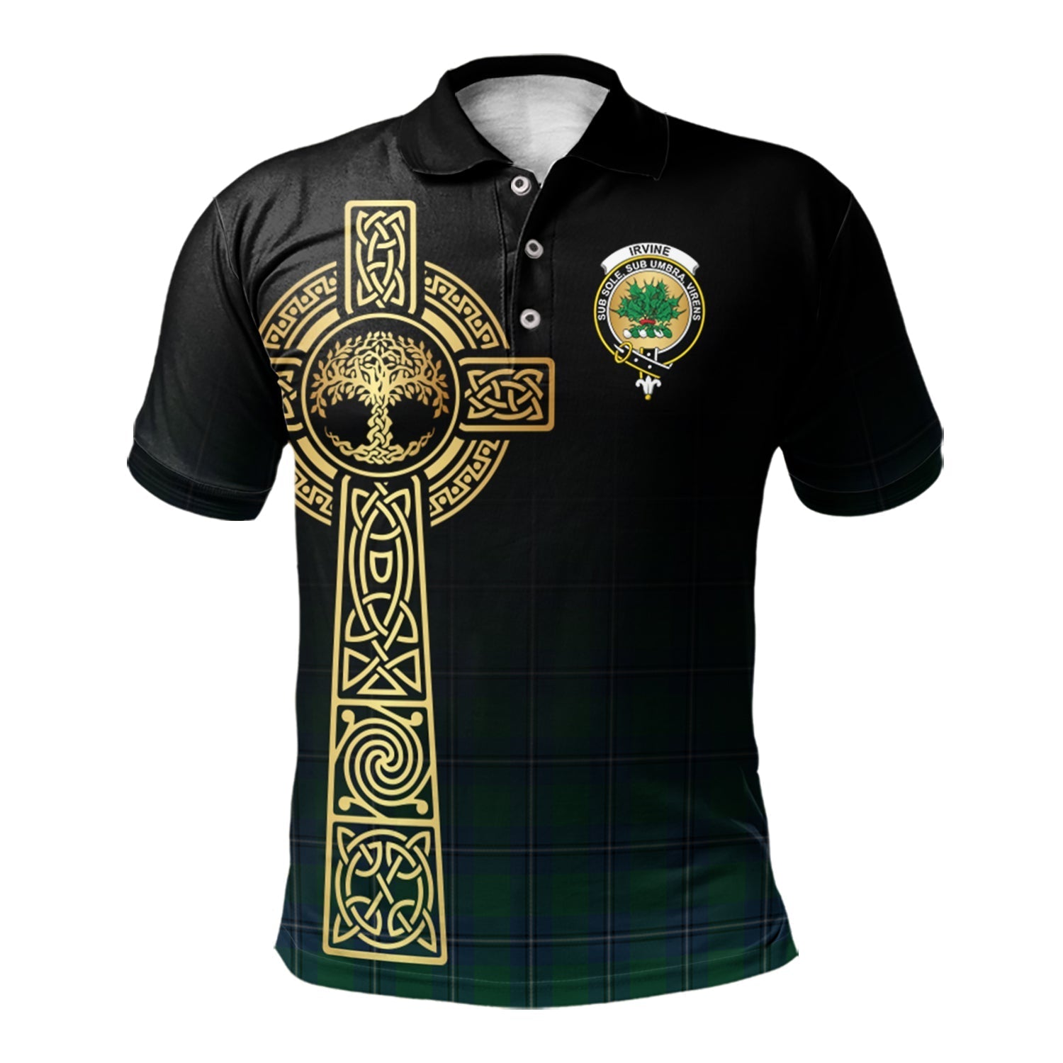 scottish-irvine-ancient-clan-crest-tartan-celtic-tree-of-life-polo-shirt