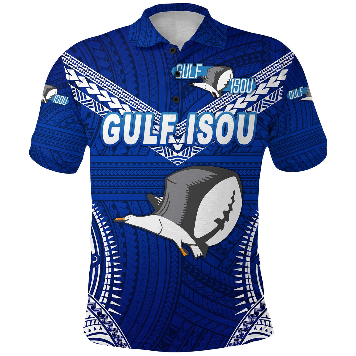 Papua New Guinea PRK Gulf Isou Polo Shirt Rugby Original Style Blue LT8 - Wonder Print Shop