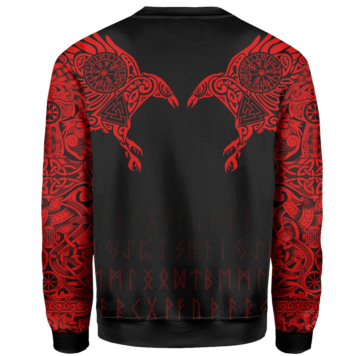 Viking Sweatshirt - The Raven Of Odin Tattoo Special Red RLT12 - Wonder Print Shop