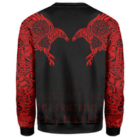 Viking Sweatshirt - The Raven Of Odin Tattoo Special Red RLT12 - Wonder Print Shop