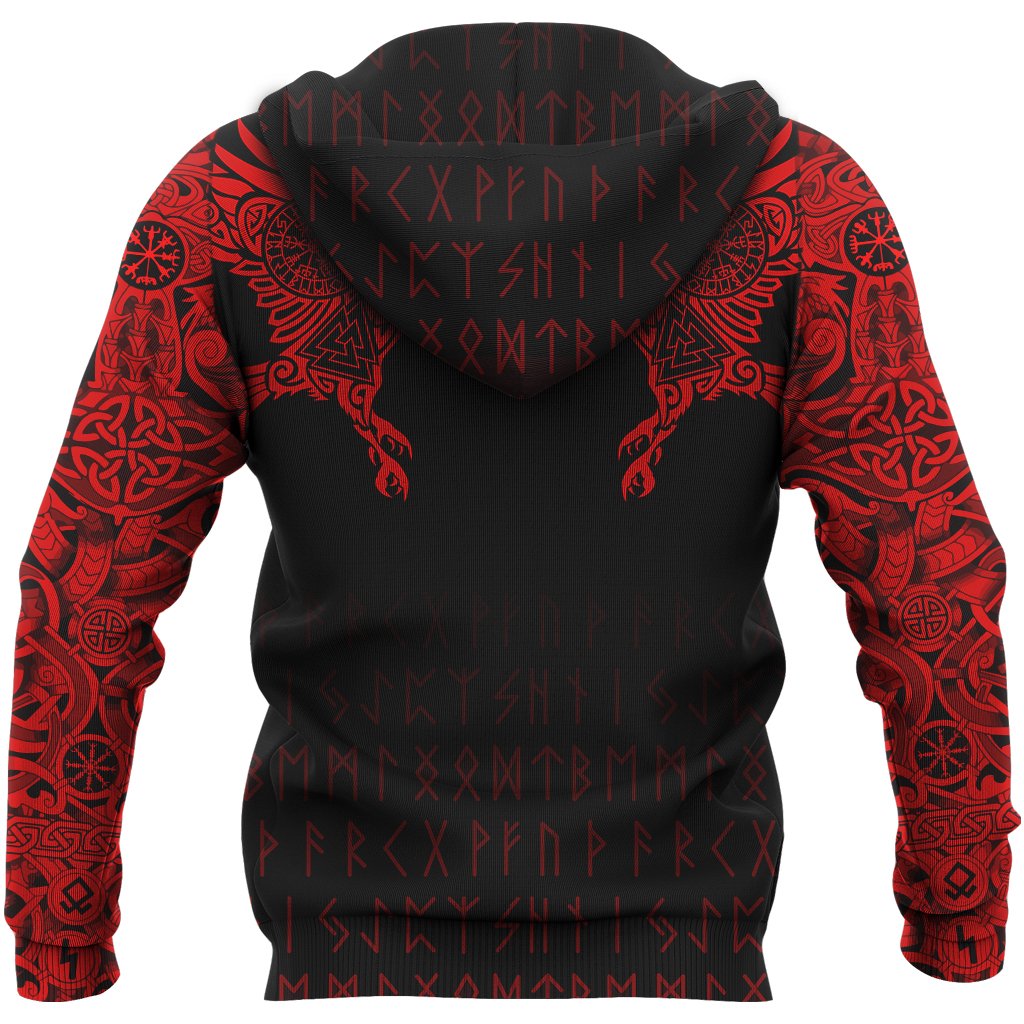 Viking Hoodie The Raven Of Odin Tattoo Special Red RLT12 - Wonder Print Shop