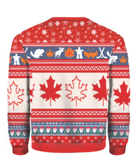Christmas Canada Maple Leaf Ugly Christmas Sweater - Wonder Print Shop