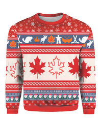 Christmas Canada Maple Leaf Ugly Christmas Sweater - Wonder Print Shop