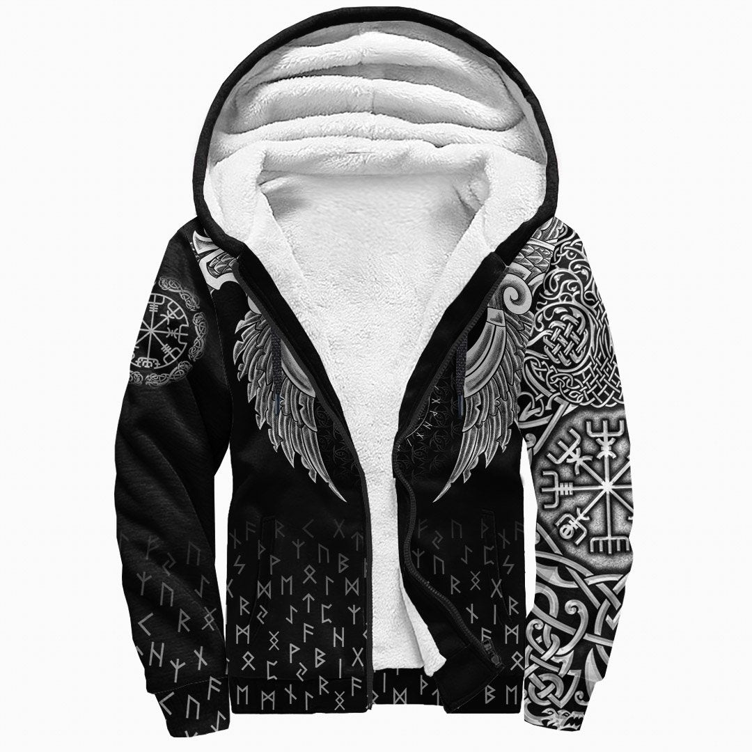 Viking Sherpa Hoodie - Nordic Raven Tattoos RLT12 - Wonder Print Shop
