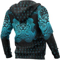Viking Hoodie Vegvisir Mjolnir and Dragon Norse Tattoo (Zip) RLT12 - Wonder Print Shop