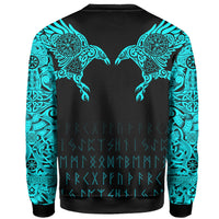 Viking Sweatshirt - The Raven Of Odin Tattoo Special Cyan RLT12 - Wonder Print Shop