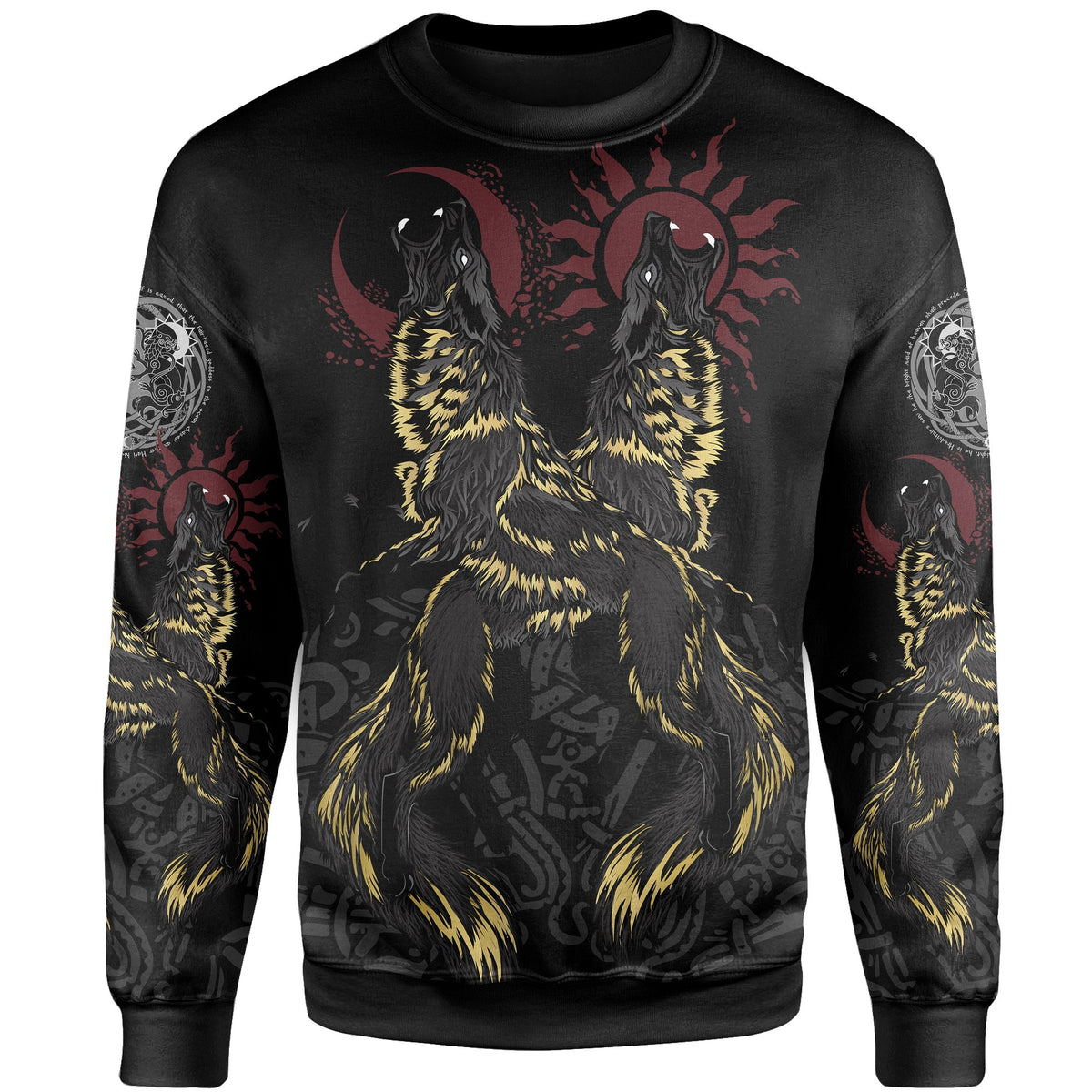 Viking Sweatshirt The Wolves Skoll and Hati RLT12 - Wonder Print Shop