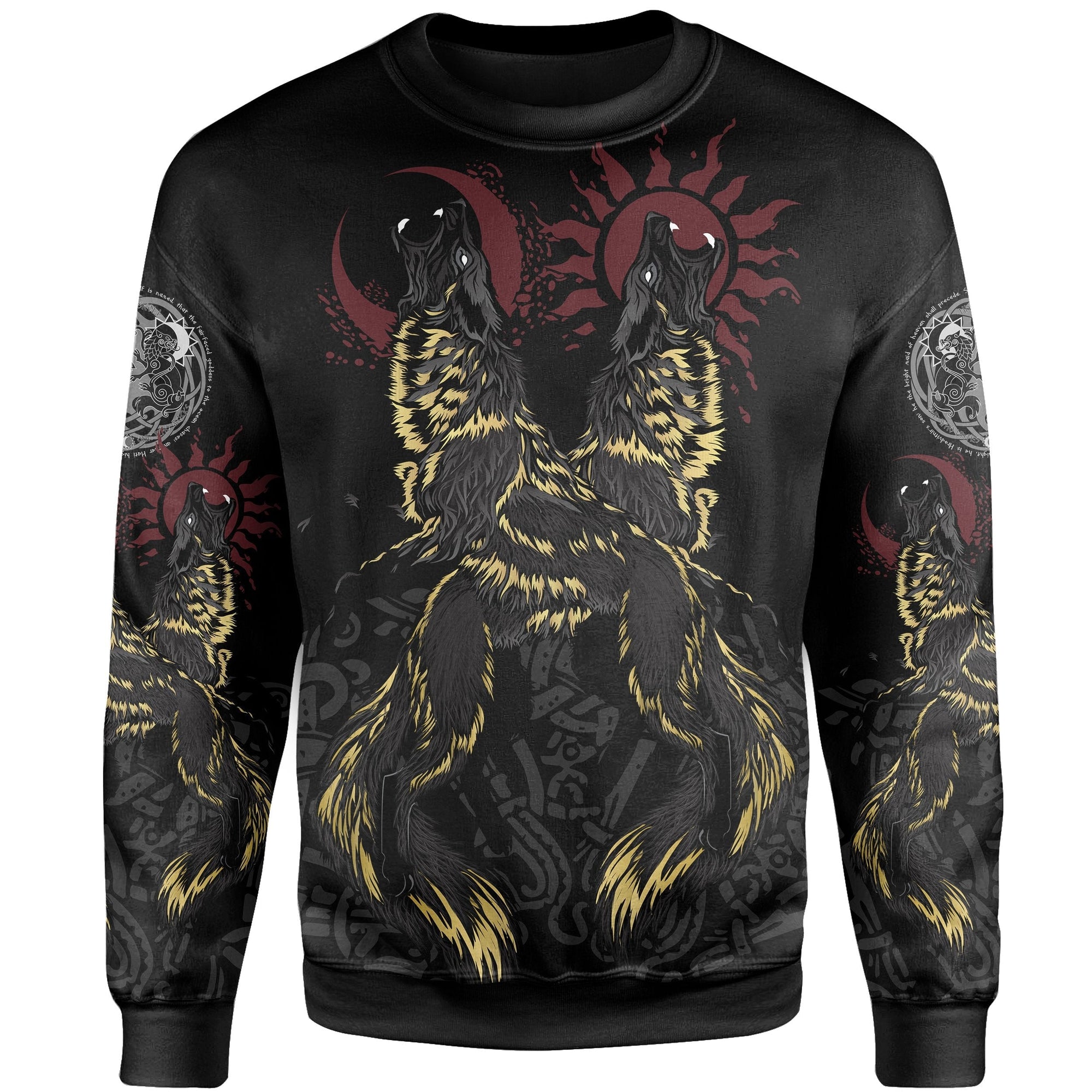 Viking Sweatshirt The Wolves Skoll and Hati RLT12 - Wonder Print Shop