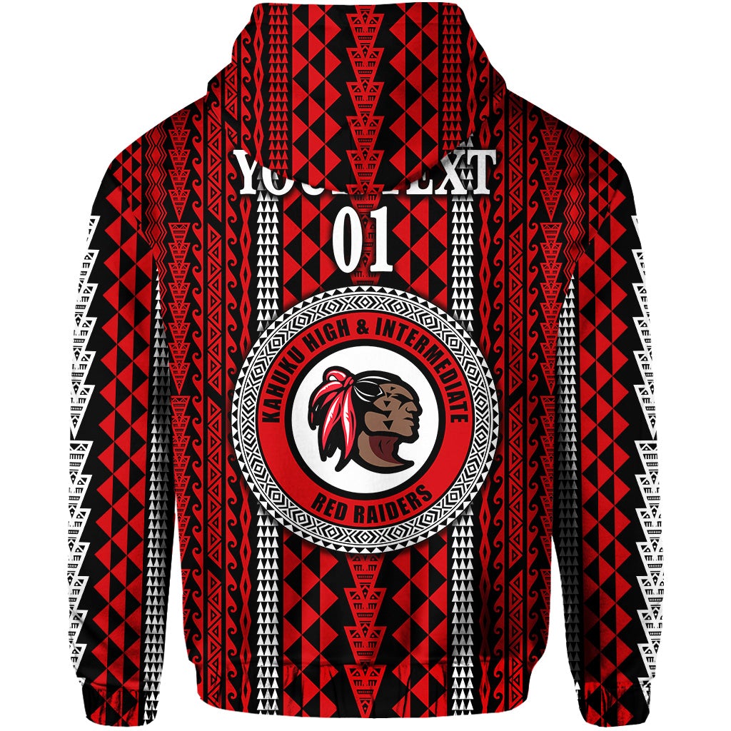 Custom Hawaii Kahuku School Zip Hoodie Red Raiders Simple Style LT8 - Wonder Print Shop