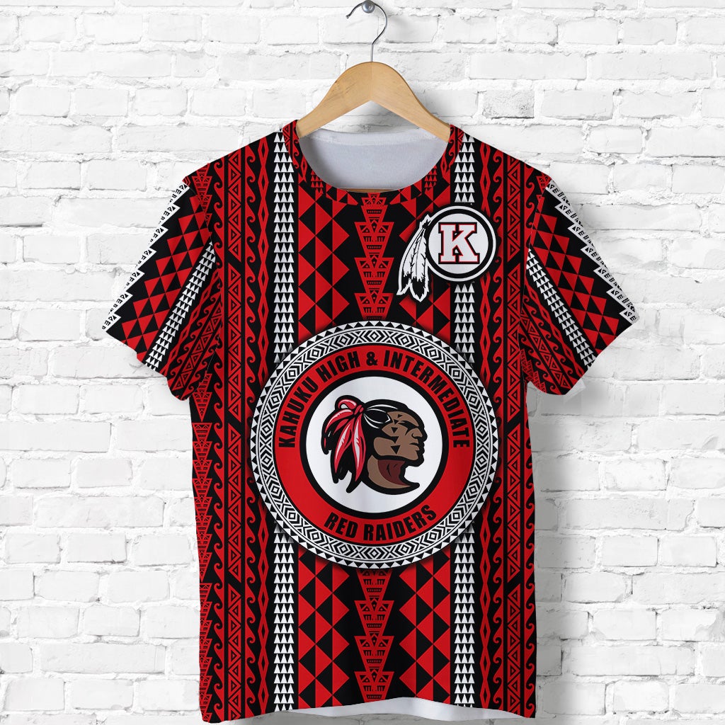 Custom Hawaii Kahuku School T Shirt Red Raiders Simple Style LT8 - Wonder Print Shop