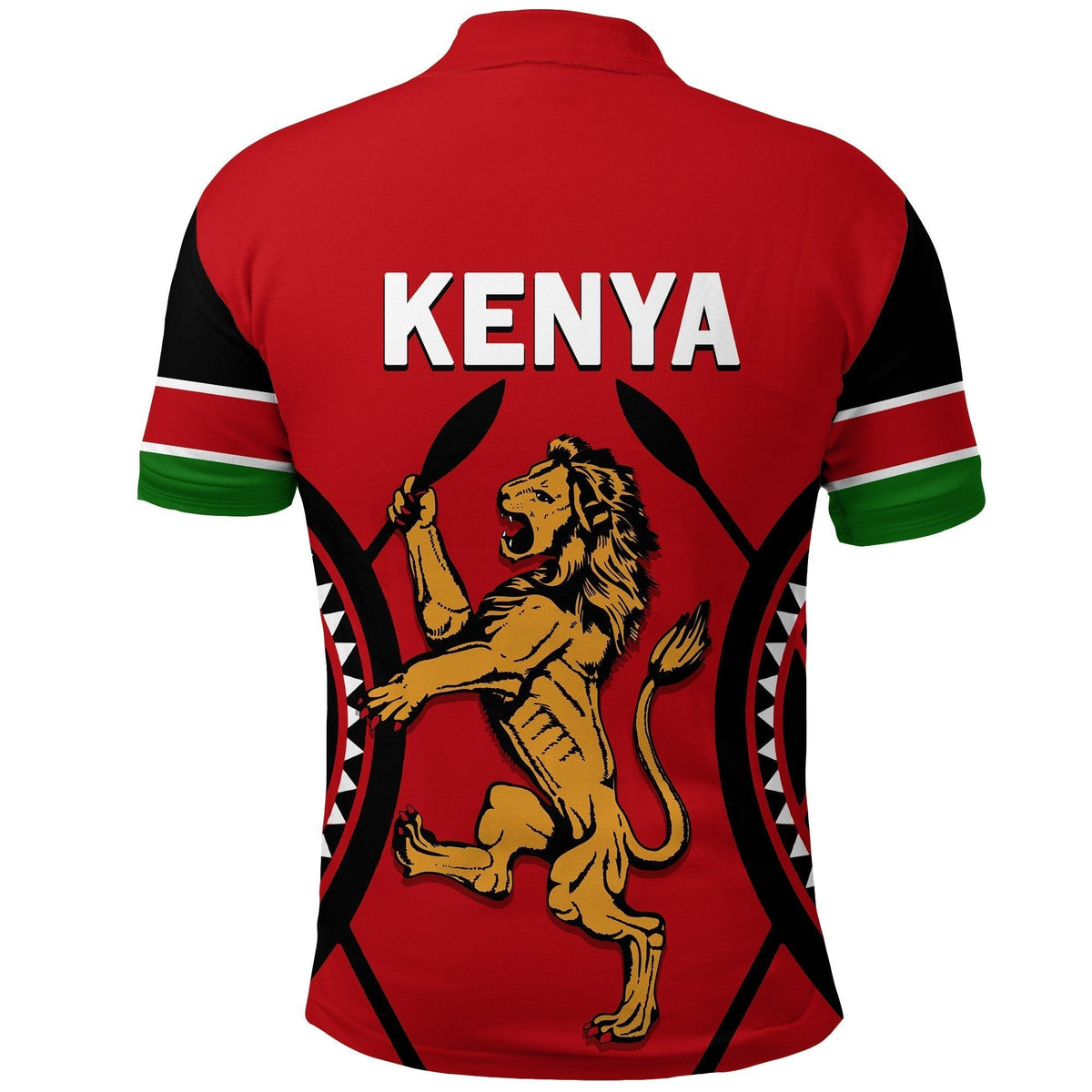 Kenya Lion Polo Shirt Maasai Shield - Wonder Print Shop