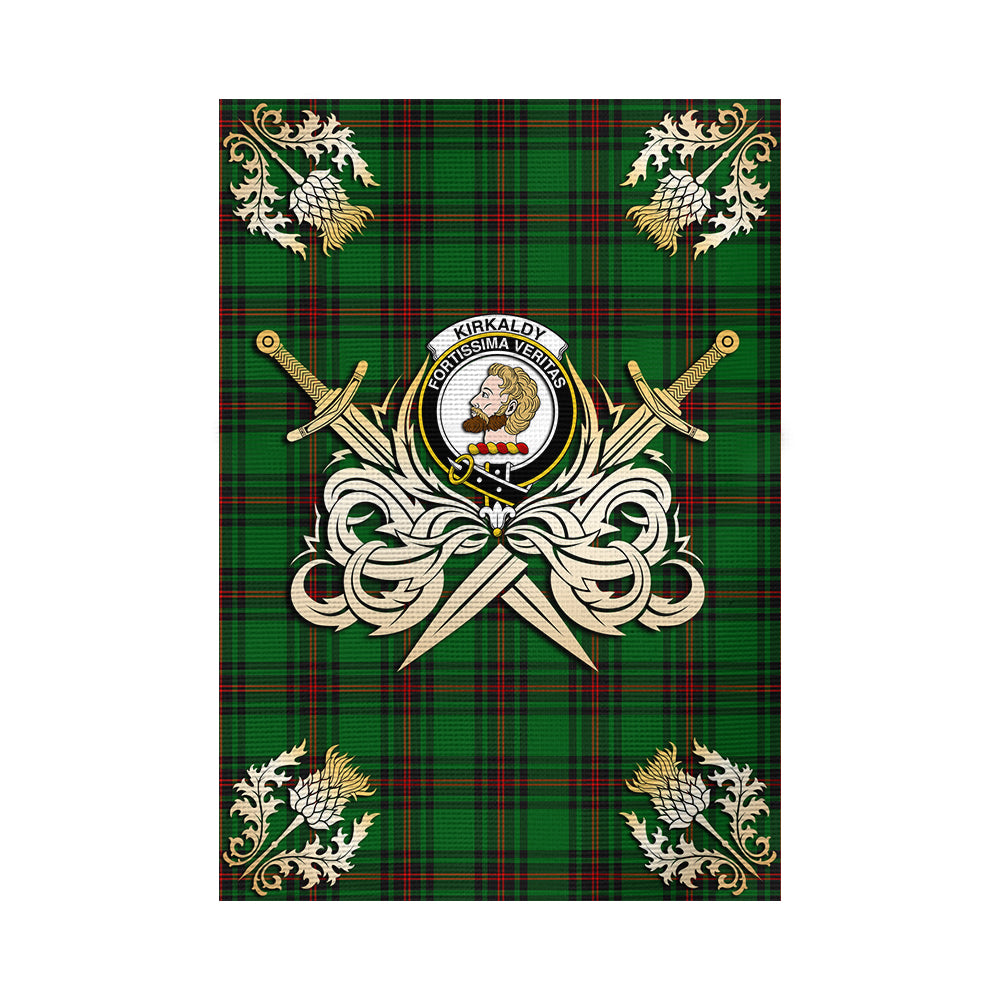 scottish-kirkcaldy-clan-crest-courage-sword-tartan-garden-flag