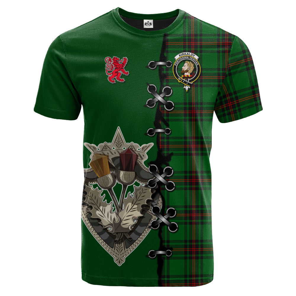 scottish-kirkcaldy-clan-crest-tartan-lion-rampant-and-celtic-thistle-t-shirt