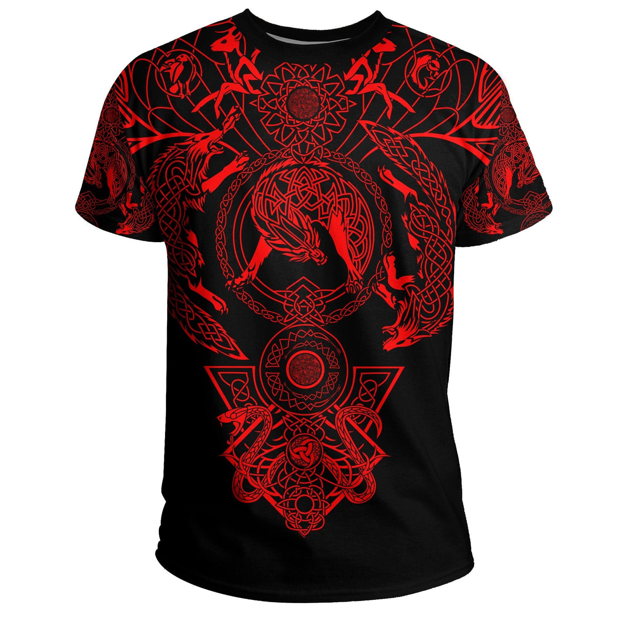 Viking T Shirt, Tattoo All Over Print Red RLT12 - Wonder Print Shop