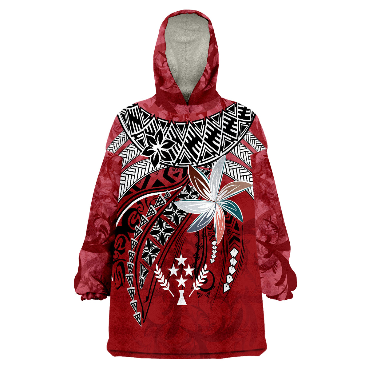 Kosrae Fanciful Forest Red Color Wearable Blanket Hoodie - Wonder Print Shop