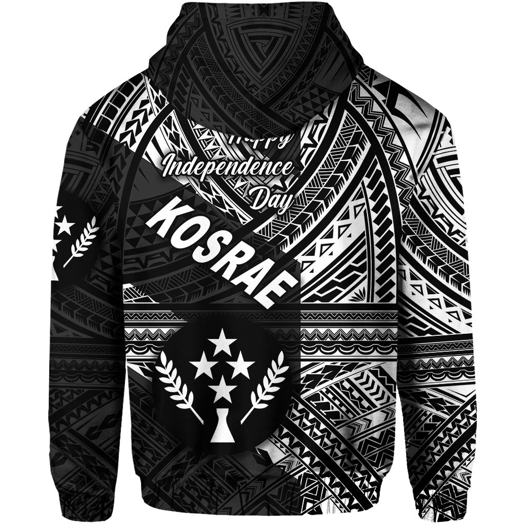 FSM Kosrae Zip Hoodie Happy Independence Day Original Vibes Black LT8 - Wonder Print Shop
