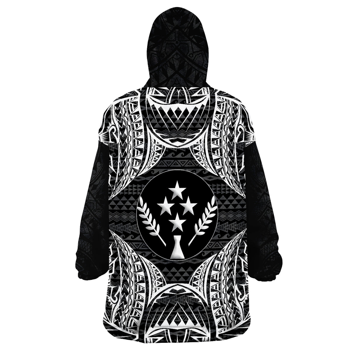 Kosrae Map Black Wearable Blanket Hoodie - Wonder Print Shop