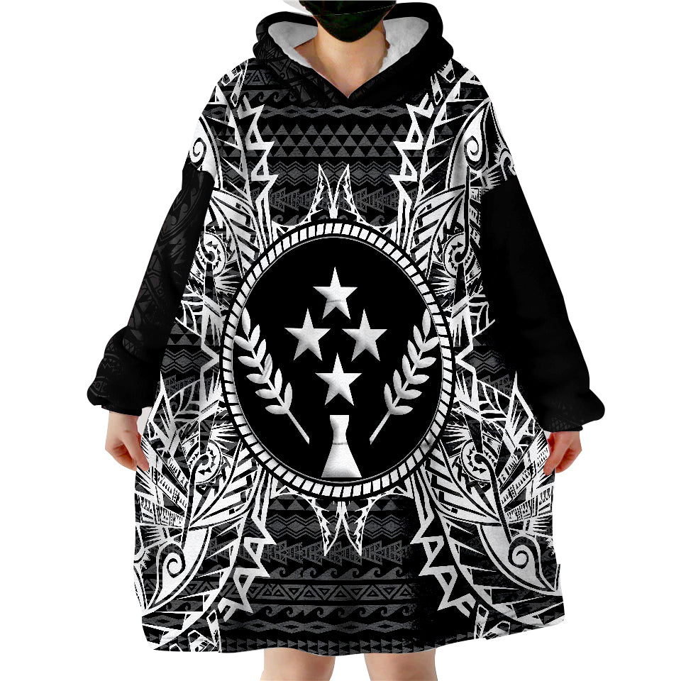 Kosrae Map Black Wearable Blanket Hoodie - Wonder Print Shop