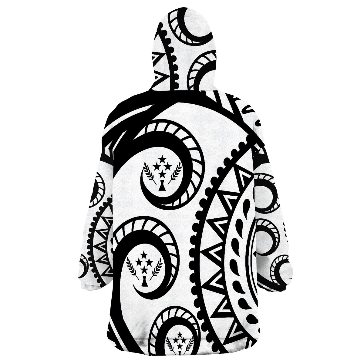 Kosrae Pingelap Flag With Round Black White Pattern Wearable Blanket Hoodie - Wonder Print Shop