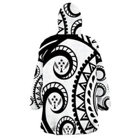 Kosrae Pingelap Flag With Round Black White Pattern Wearable Blanket Hoodie - Wonder Print Shop