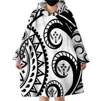 Kosrae Pingelap Flag With Round Black White Pattern Wearable Blanket Hoodie - Wonder Print Shop