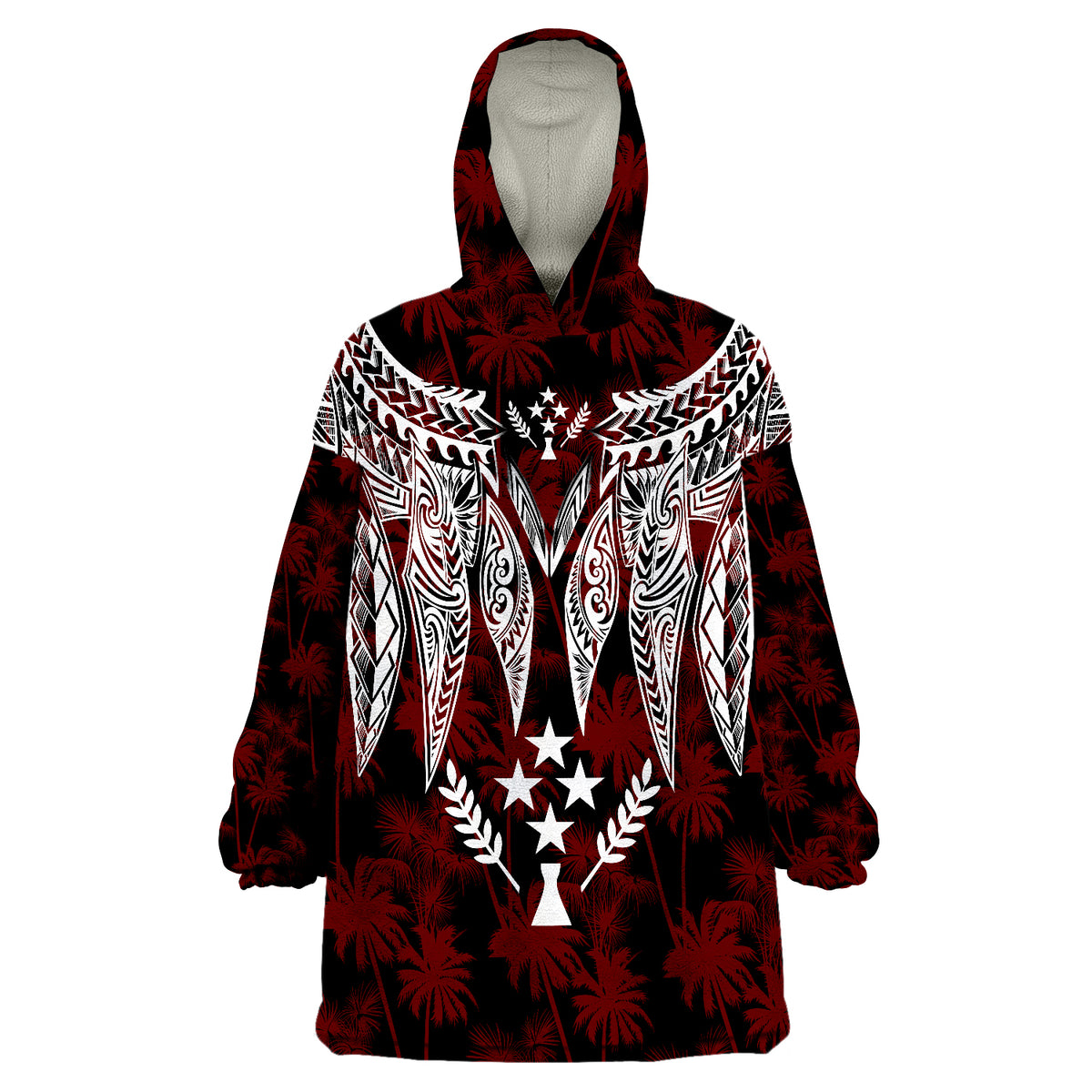 Kosrae Polynesian Wings Red Wearable Blanket Hoodie - Wonder Print Shop
