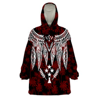 Kosrae Polynesian Wings Red Wearable Blanket Hoodie - Wonder Print Shop