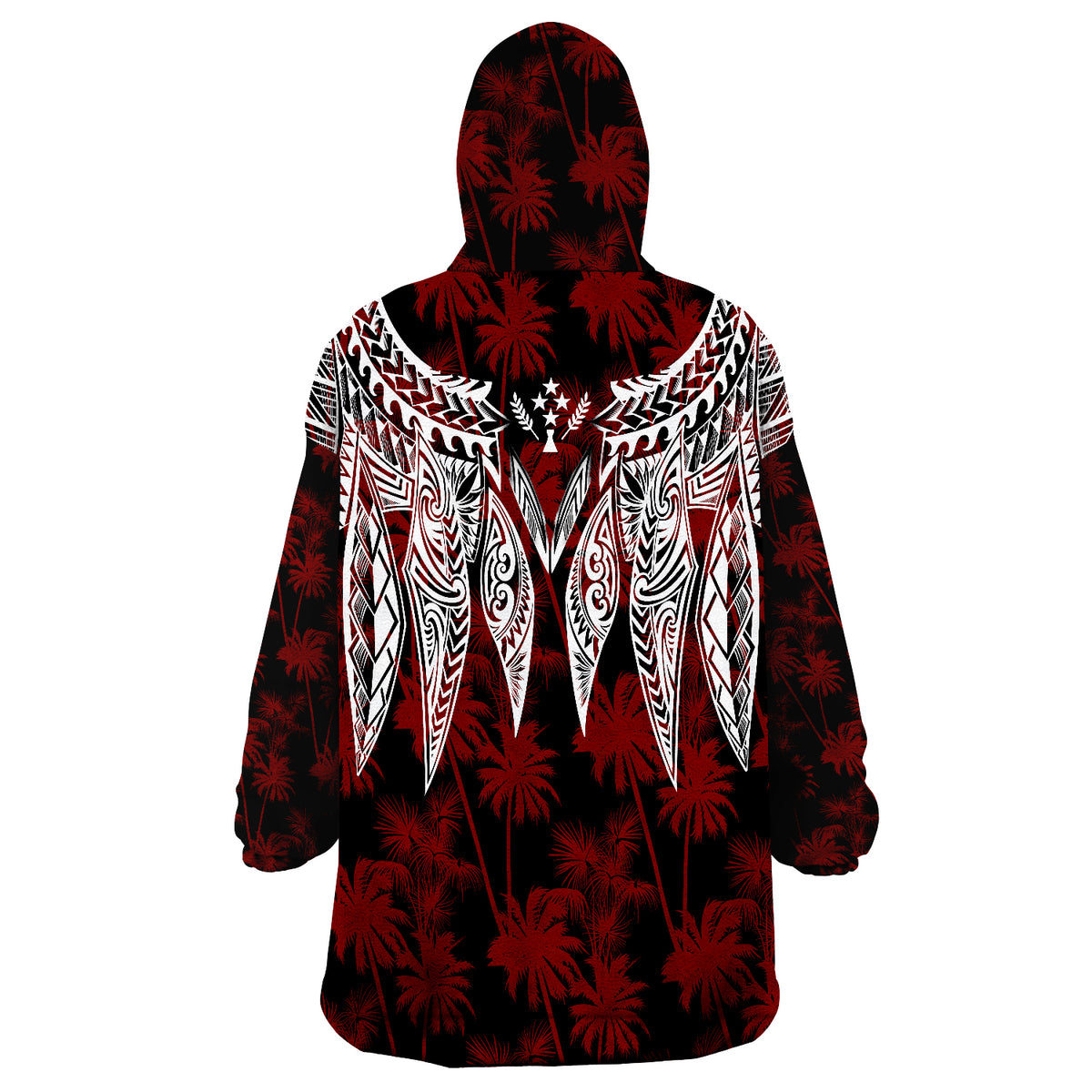 Kosrae Polynesian Wings Red Wearable Blanket Hoodie - Wonder Print Shop