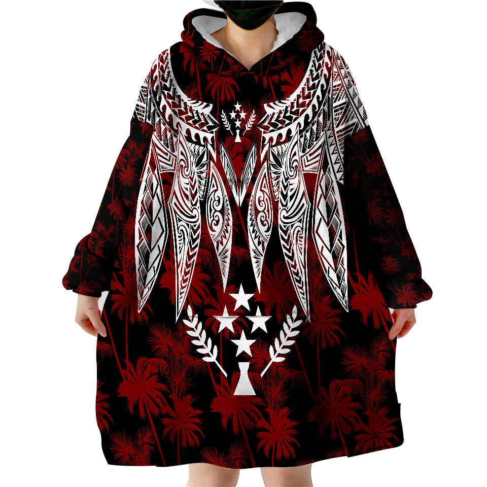 Kosrae Polynesian Wings Red Wearable Blanket Hoodie - Wonder Print Shop
