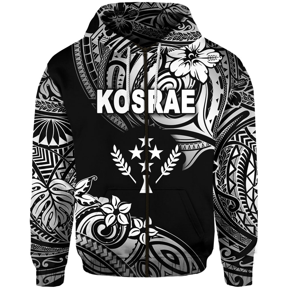 FSM Kosrae Zip Hoodie Unique Vibes Black LT8 - Wonder Print Shop